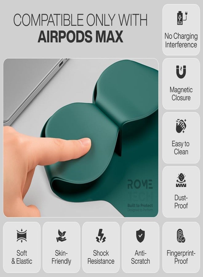 ROME TECH for Apple Airpods Max Case Cover, Headband Covers Accessories with Sleep Mode Made by PU Leather and TPU Ear Cup Covers - Green - Image 4