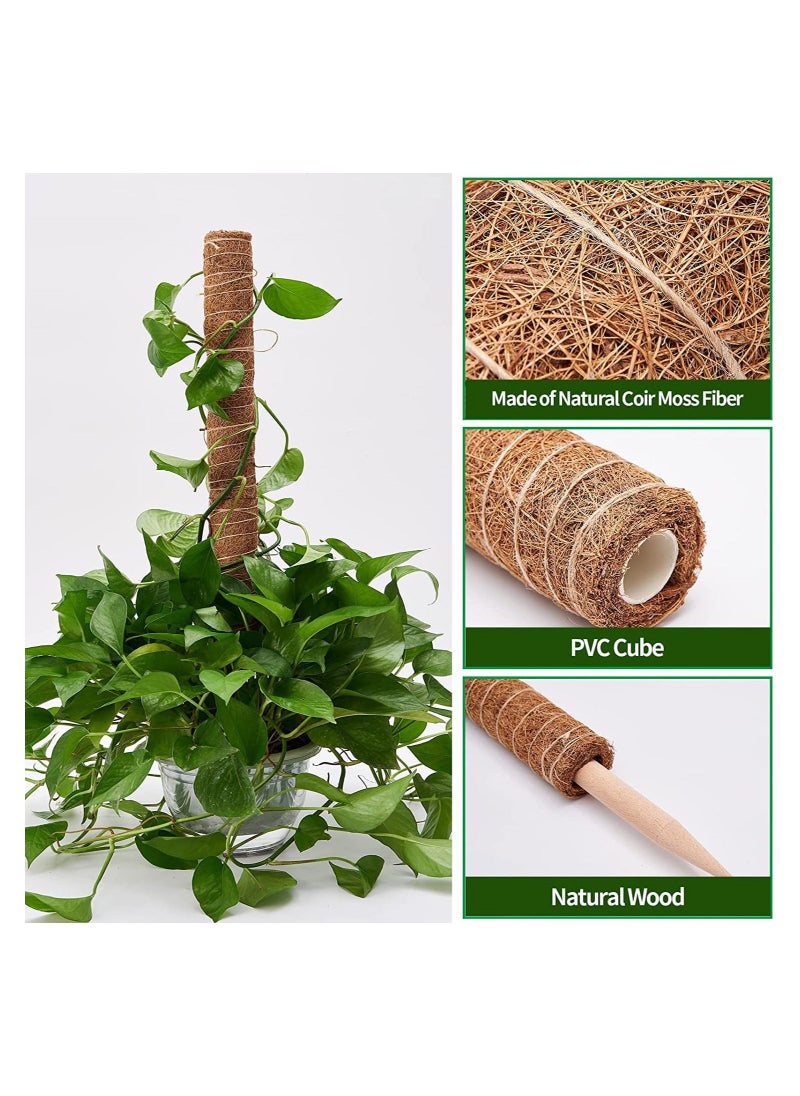 SYOSI - Coir Moss Pole, 40 Cm Coco Coir Poles, 2 Pack Natural Coir Moss Sticks for Plant Support Extension, Climbing Indoor Plants, Creepers to Grow Upwards with 20 Pcs Plant Labels - Image 1