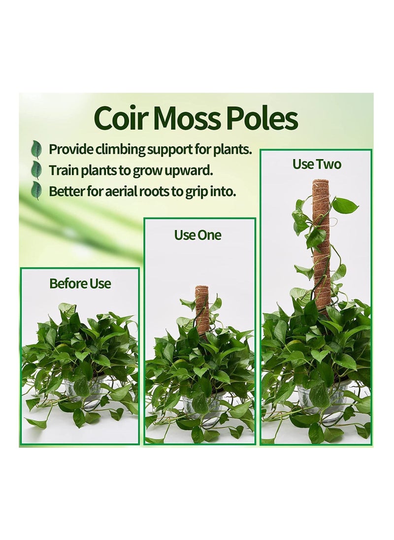 SYOSI - Coir Moss Pole, 40 Cm Coco Coir Poles, 2 Pack Natural Coir Moss Sticks for Plant Support Extension, Climbing Indoor Plants, Creepers to Grow Upwards with 20 Pcs Plant Labels - Image 1
