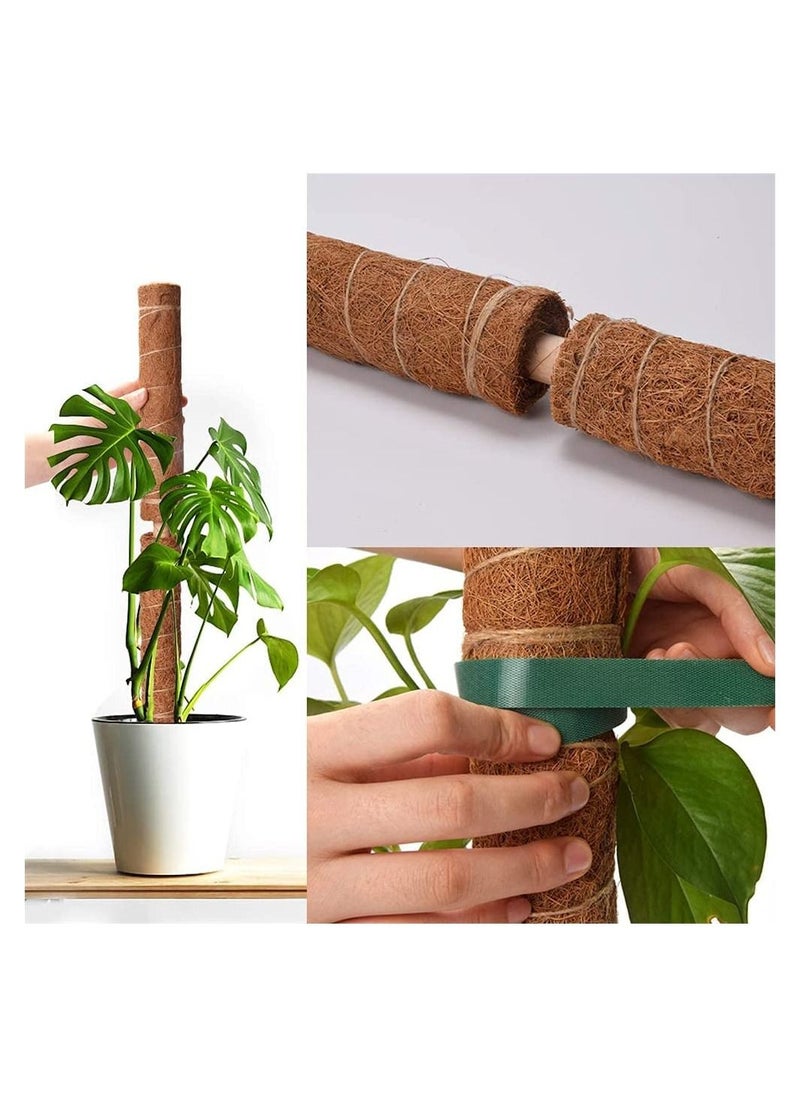 SYOSI - Coir Moss Pole, 40 Cm Coco Coir Poles, 2 Pack Natural Coir Moss Sticks for Plant Support Extension, Climbing Indoor Plants, Creepers to Grow Upwards with 20 Pcs Plant Labels - Image 1
