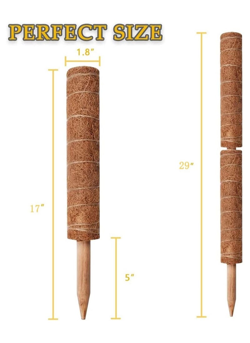 SYOSI - Coir Moss Pole, 40 Cm Coco Coir Poles, 2 Pack Natural Coir Moss Sticks for Plant Support Extension, Climbing Indoor Plants, Creepers to Grow Upwards with 20 Pcs Plant Labels - Image 1