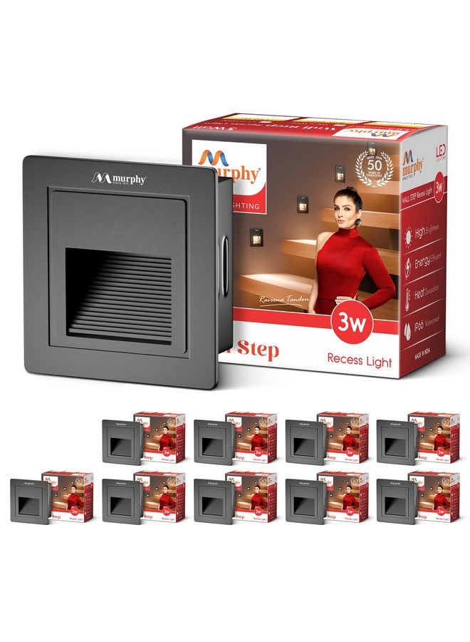 Murphy 3W Wall Step Conceal Light Outdoor and Indoor LED Foot Light with Aluminium IP65 Grade Waterproof Body : Warm White, Pack of 10 - Image 1