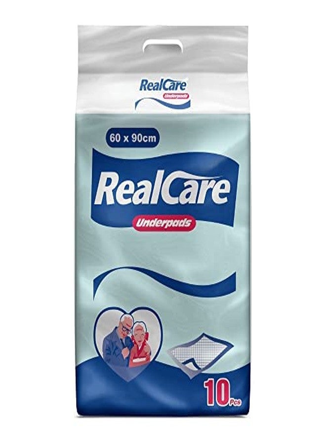 فوط صحية داخلية للجنسين من REALCARE، مقاس كبير 60 × 90 سم، فائقة الامتصاص، مقاومة للتسرب، عبوة من 10 قطع (10 قطع) - Image 1