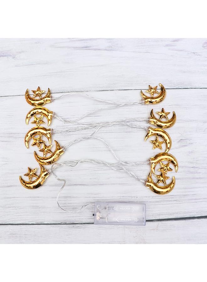 erorex Indoor Fairy String Lights 1Pc Led Iron Art Star And Moon Lamp String Muslim Eid Themed Design String Lamps For Party Without Battery 1.65M 10 Leds - Image 5