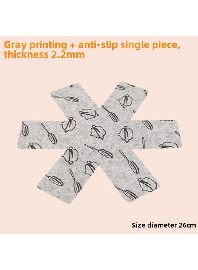 Non-stick Fabric Pot Bottom Protector Mat Heat Resistant Easy To Clean Printed Felt Pot Holder Absorbent Dining Mat-Color: Gray Printing Non-slip - Image 1
