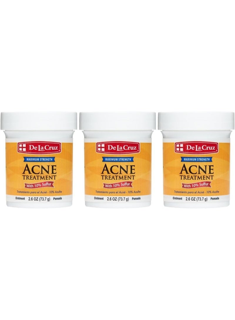 دي لا كروز مرهم علاج حب الشباب يحتوي على 10% كبريت (73.7 جرام) 3 قطع