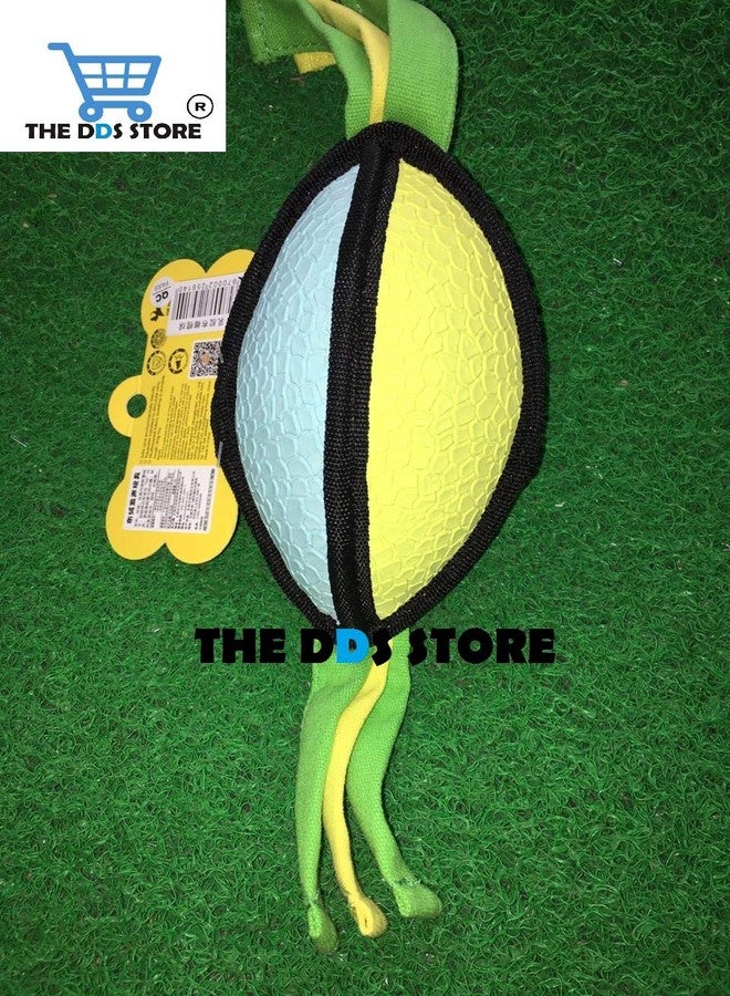 THE DDS STORE لعبة مضغ على شكل كرة رغبي من متجر DDS للحيوانات الأليفة، مصنوعة من مادة TPR والقطن المستورد، تصدر صوت صرير، مناسبة للكلاب والجراء. - Image 2