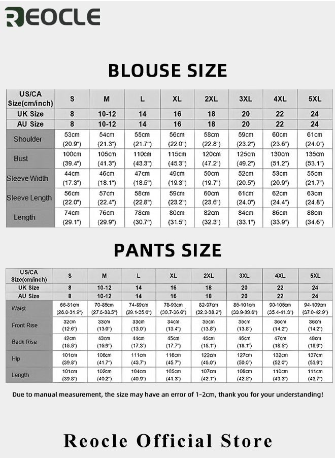 REOCLE - Women 2 Pcs Outfits Cropped Sleeve Shirt Loose Pants Two-Piece Suit Lounge Sets Trendy Travel Vacation Outfits Tracksuit Clothes - Image 1