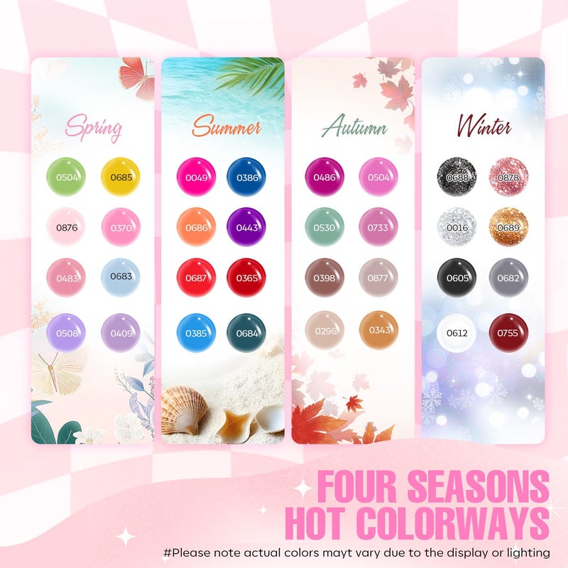 MEFA Gel Nail Polish Kit with U V Light, 32 Colors All Seasons Soak Off 60 Pcs Gel Polish Nail Set with Matte/Glossy Glitter Base Top Coat Manicure Tools Nails DIY Decorations Gifts for Women - Image 3