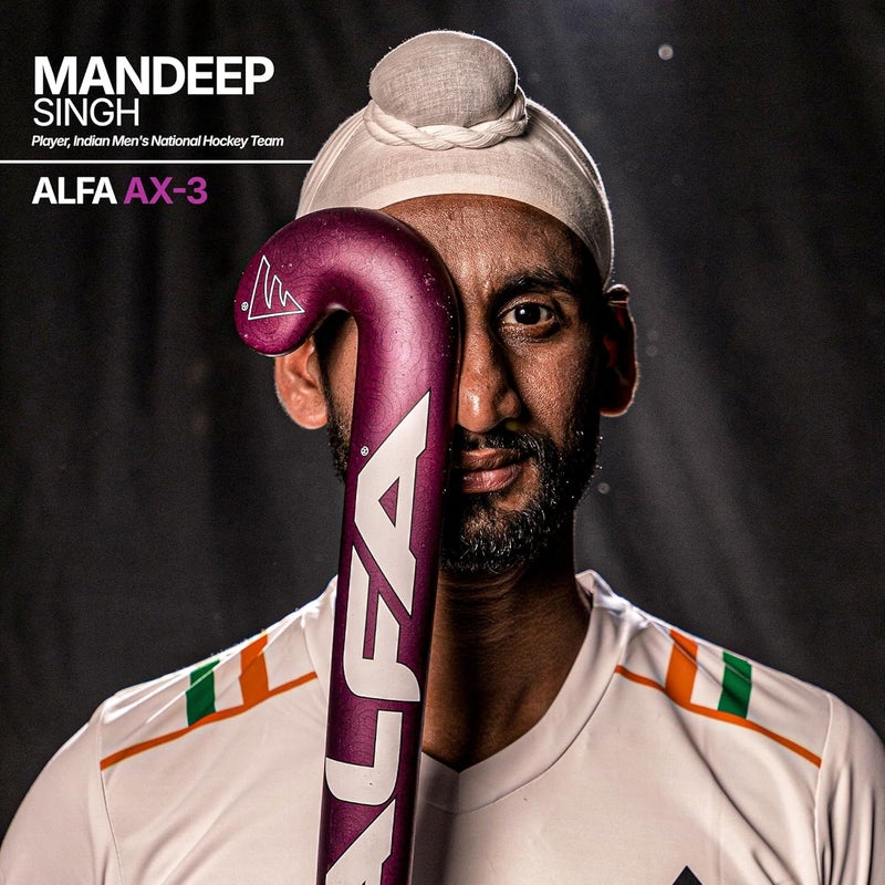 ALFA AX3 Composite Hockey Stick with Stick Bag & Hollow Ball (37 INCHES, Metallic Pink) - Image 3