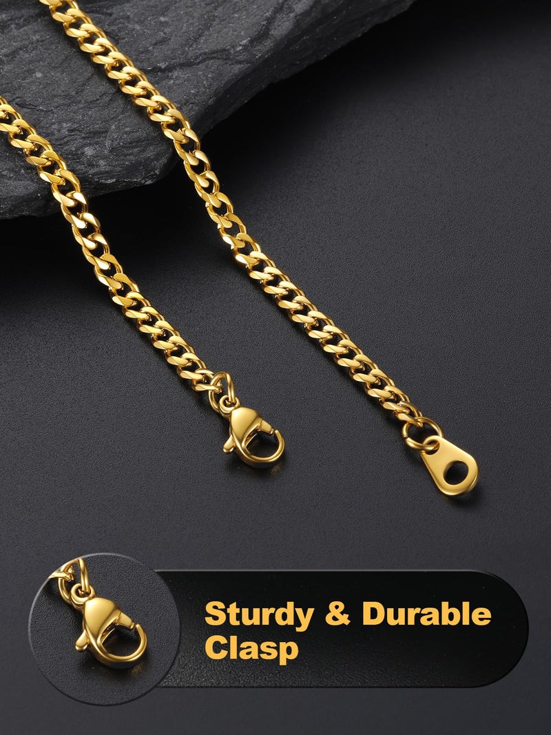 U7 Choker Necklace 14 Inch 18K Gold Plated Stainless Steel 3mm Cuban Link Chain Shoker Necklace for Men Women - Image 5
