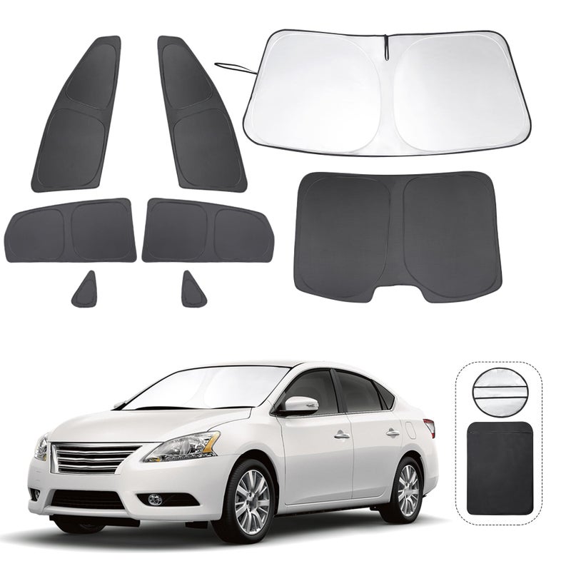 TINGLU Window Shades for Nissan Sentra 2014 2015 2016 2017 2018 2019 Accessories Car Side Full Windows Rear Triangular Windshield Sun Shade Sun UV Rays Privacy Protection for Camping Napping 8PCS