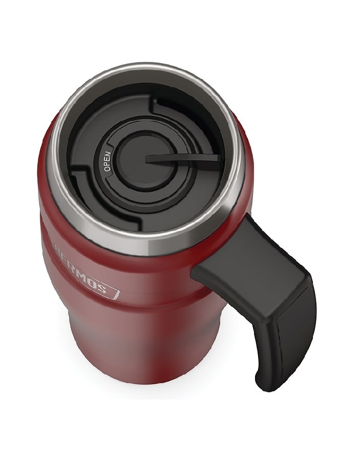ترموس كوب سفر معزول بالتفريغ مقاوم للتسرب من الستانلس ستيل، أحمر ريفي،  أونصة - Image 3