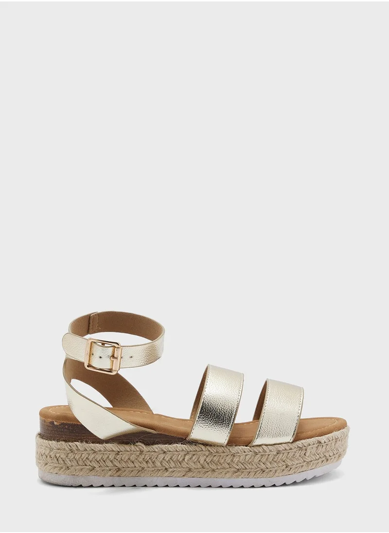 ترافل من نمشي Flatform Double Strap Wedge Sandal