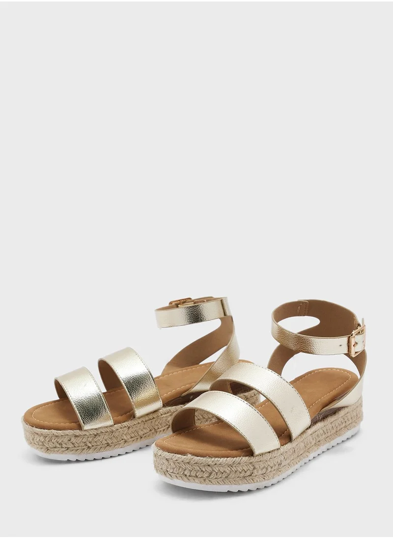 Truffle Flatform Double Strap Wedge Sandal