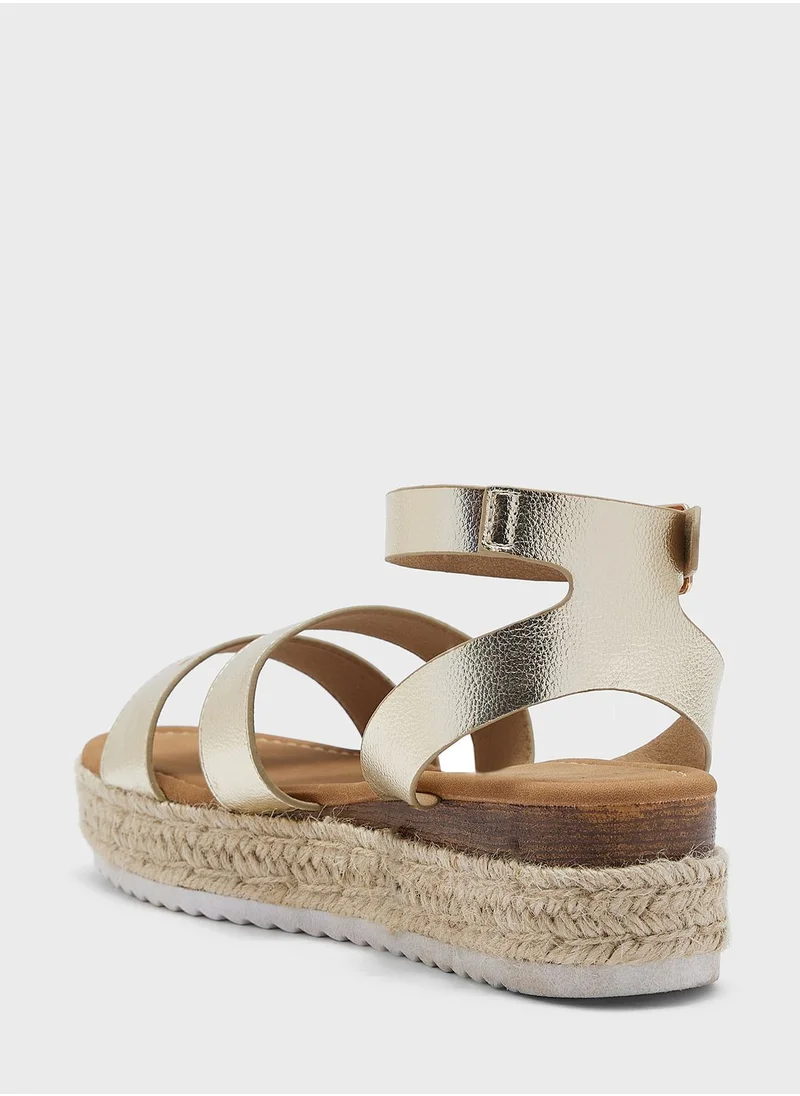 Truffle Flatform Double Strap Wedge Sandal