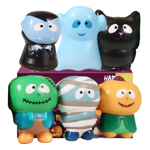 FauKait New 6 PacksHalloween Squishies Toys Slow Rising Party FavorsPumpkinZombieBlack CatMummyVampireGhost Halloween Treat Bag Classroom PrizesStress Relief Toys for Kids Toddlers Gift - Image 1