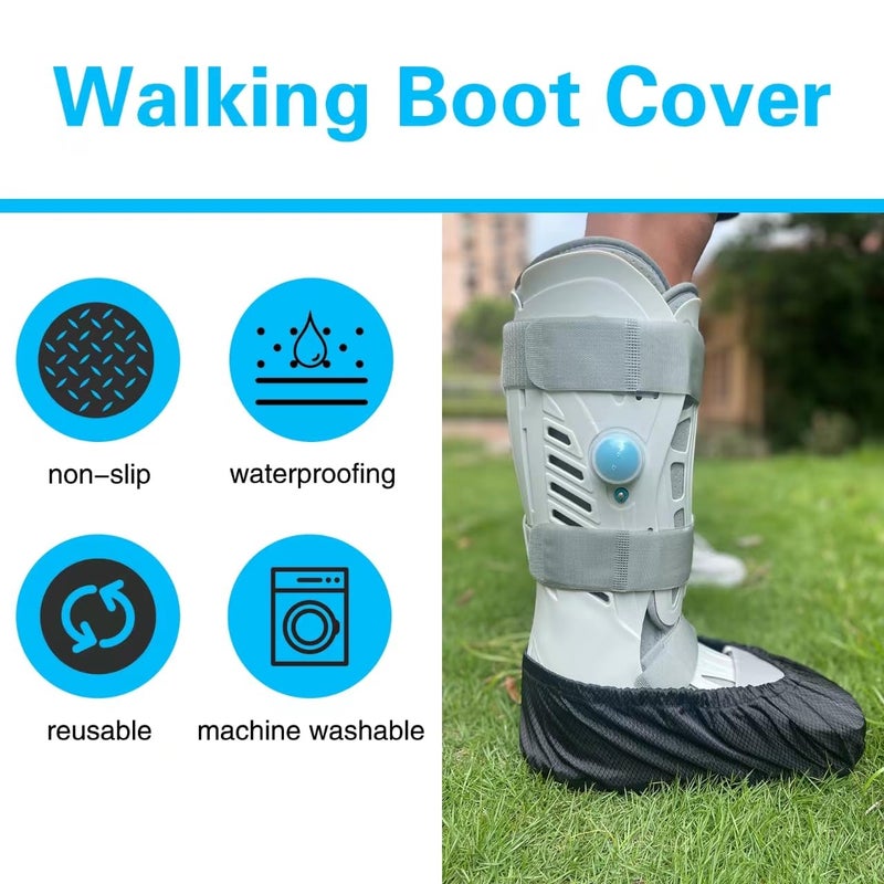Ioryzek 2 pcs Air Cam Walking Boot Covers, Fracture Medical Cast Boots Shoe Covers for Broken Foot Ankle Recovery With Waterproof Anti-slip and Washable (X-Large) - Image 5