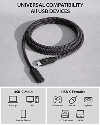 Faracent USB C Extension Cable (20Gbps/240W/1.5Ft), USB 3.2 Type C 3.1 Male to Female Extension Charging & Sync for iPhone 16 15 Pixel PSVR2 MacBook Air Pro/New iPad Dell XPS Surface Book -Black - Image 5