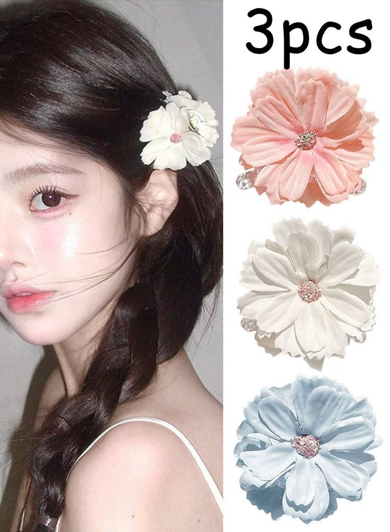 3Pcs Hawaiian Flower Hair Clips for Women Hibiscus Hair Barrettes, 4.5cm Boho Artificial Flower Clips, Cute Hair Accessories for Women Girls Summer Vacation Beach Party - Image 1