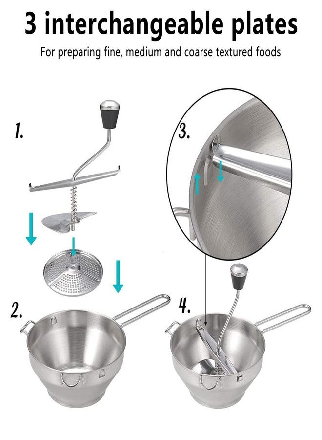 ZERONE Stainless Steel Food Mill with 3 Grinding Discs Ergonomic Rotary Food Mill for Mashed Potatoes Tomato Sauce Baby Food Jam Puree - Image 3
