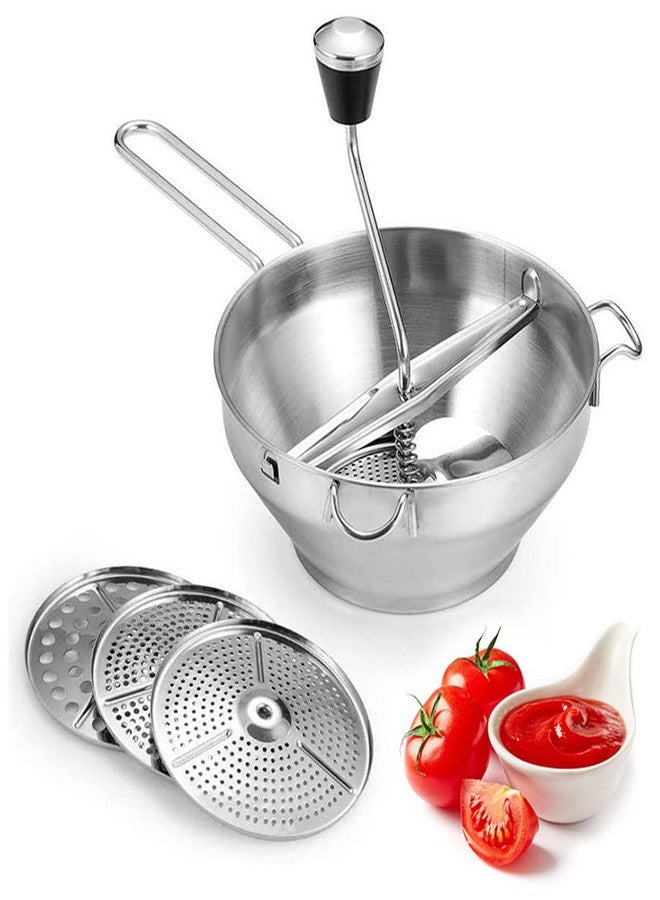 ZERONE Stainless Steel Food Mill with 3 Grinding Discs Ergonomic Rotary Food Mill for Mashed Potatoes Tomato Sauce Baby Food Jam Puree - Image 1