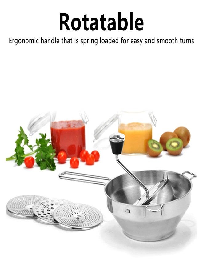 ZERONE Stainless Steel Food Mill with 3 Grinding Discs Ergonomic Rotary Food Mill for Mashed Potatoes Tomato Sauce Baby Food Jam Puree - Image 4