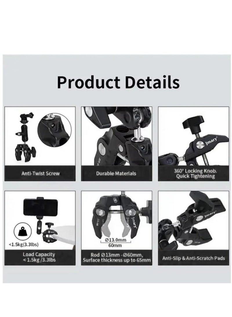JMARY SR-56 Aluminum Handlebar Crab Clamp Magic Arm Rod Mount - Image 4