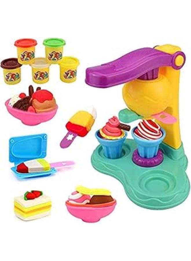 Ice Cream Dough Play Set for Kids with Machine and Mold for Girls and Boys