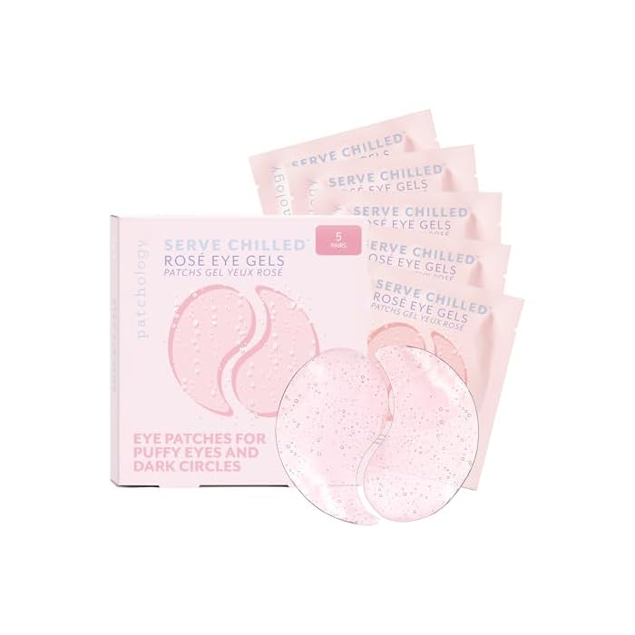 Patchology Serve Chilled Rosé Hydrating Under Eye Patches – Hyaluronic Acid & Antioxidant-Infused Eye Masks to Reduce Dark Circles, Puffiness & Fine Lines - Ideal Skincare Essentials (5 Pairs)