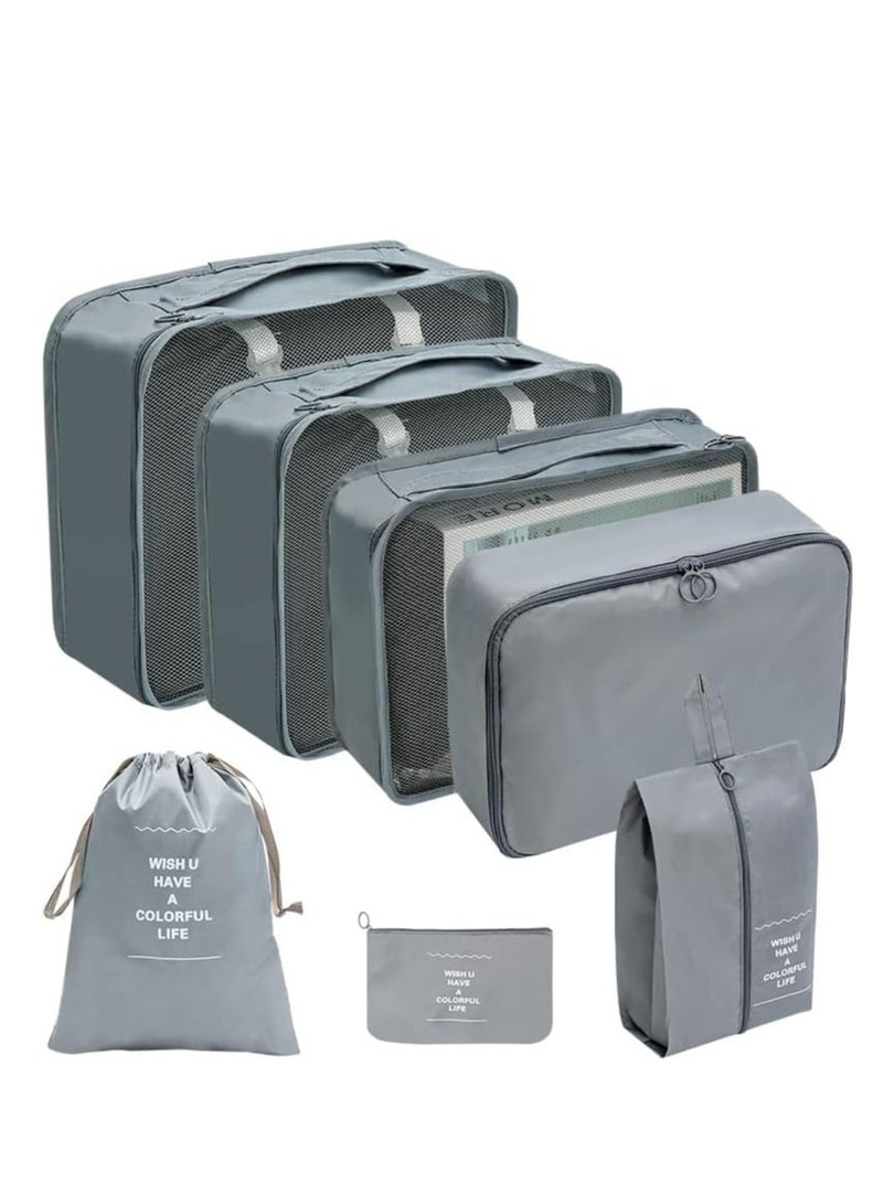 Vparty 7 Set Packing Cubes Luggage Packing Organizers for Travel Accessories Bags Packing Cubes for Travel Luggage Organizer with Shoe Bag, Cosmetics Bag - Image 1