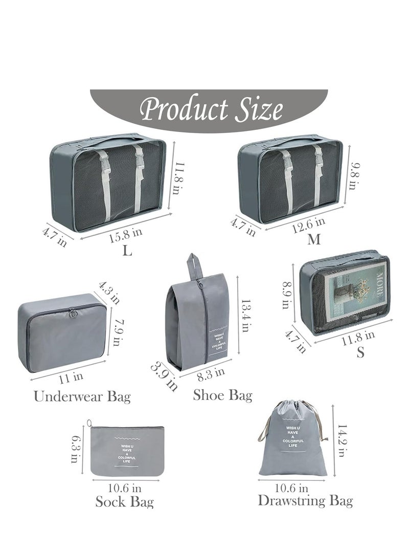 Vparty 7 Set Packing Cubes Luggage Packing Organizers for Travel Accessories Bags Packing Cubes for Travel Luggage Organizer with Shoe Bag, Cosmetics Bag - Image 3