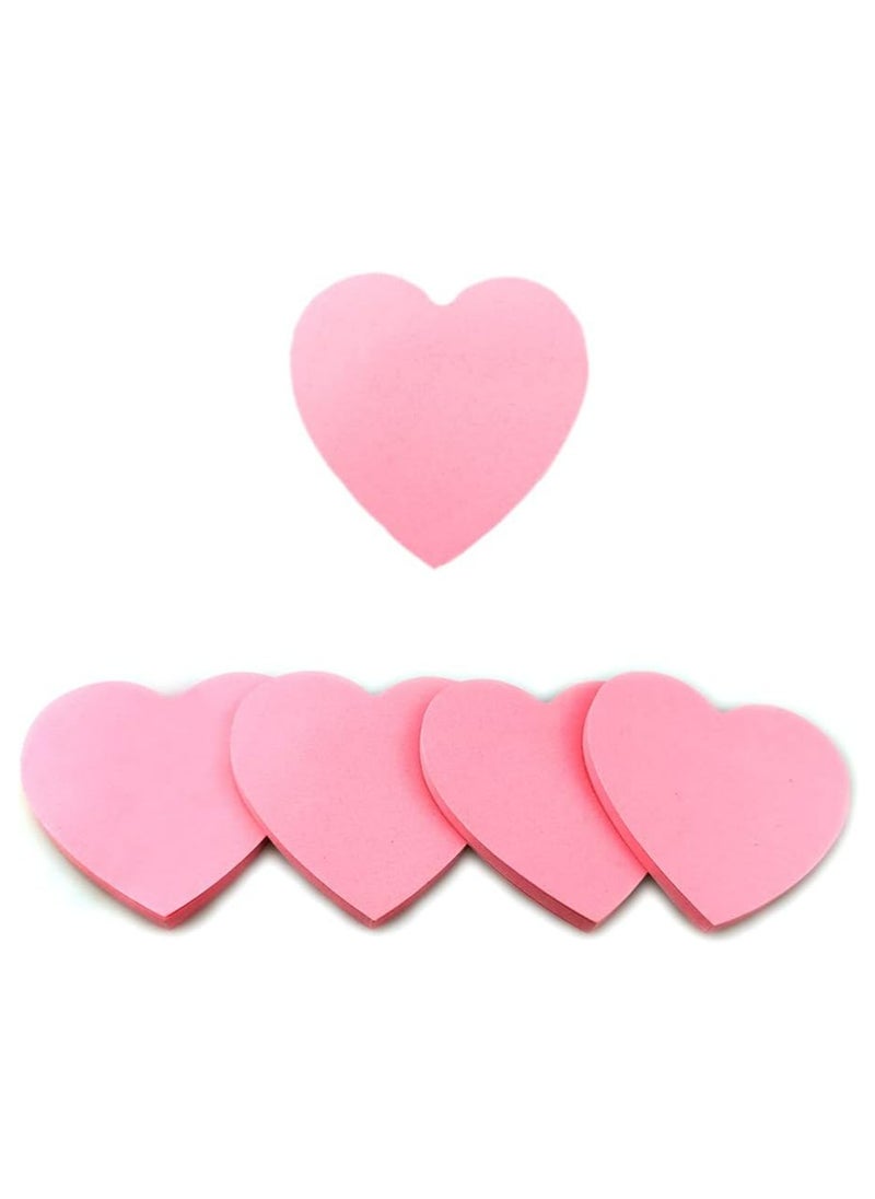 Oasisgalore - 4 Pads Sticky Notes Heart Shape, Pink Sticky Notes Self-Stick Memo Pads for Office School Home - Image 1