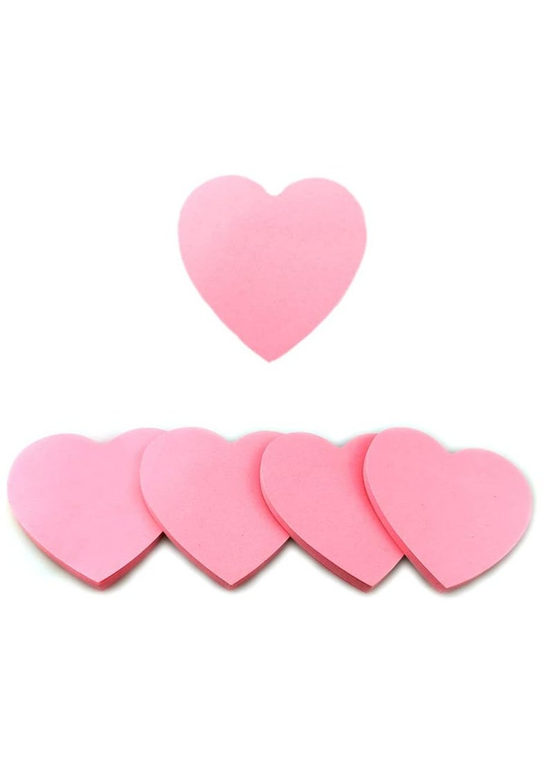 Oasisgalore - 4 Pads Sticky Notes Heart Shape, Pink Sticky Notes Self-Stick Memo Pads for Office School Home - Image 1