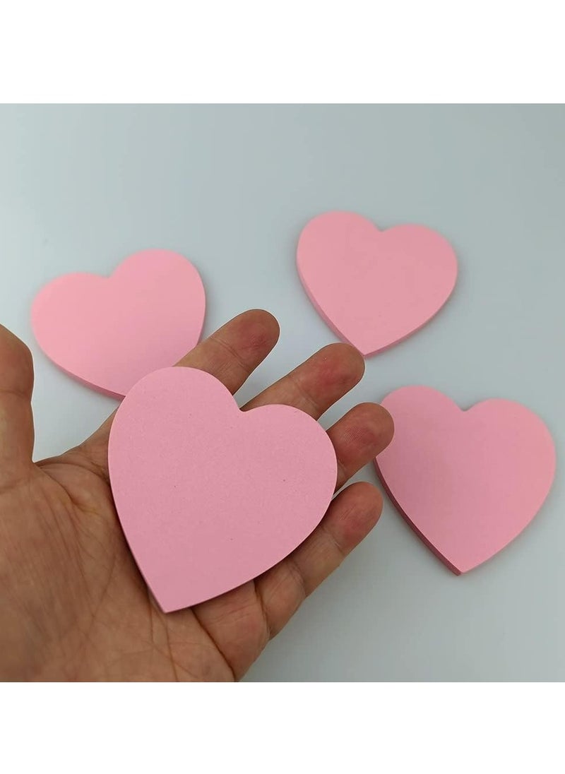 Oasisgalore - 4 Pads Sticky Notes Heart Shape, Pink Sticky Notes Self-Stick Memo Pads for Office School Home - Image 1