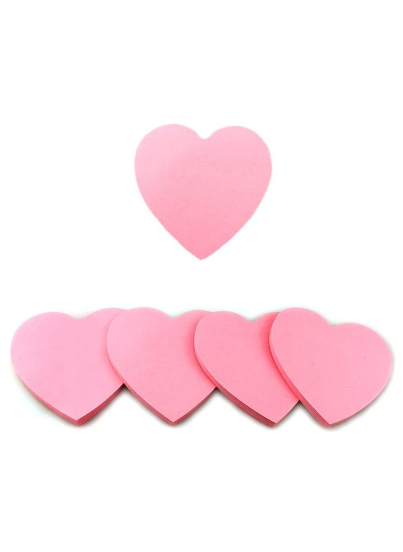 Oasisgalore - 4 Pads Sticky Notes Heart Shape, Pink Sticky Notes Self-Stick Memo Pads for Office School Home - Image 1