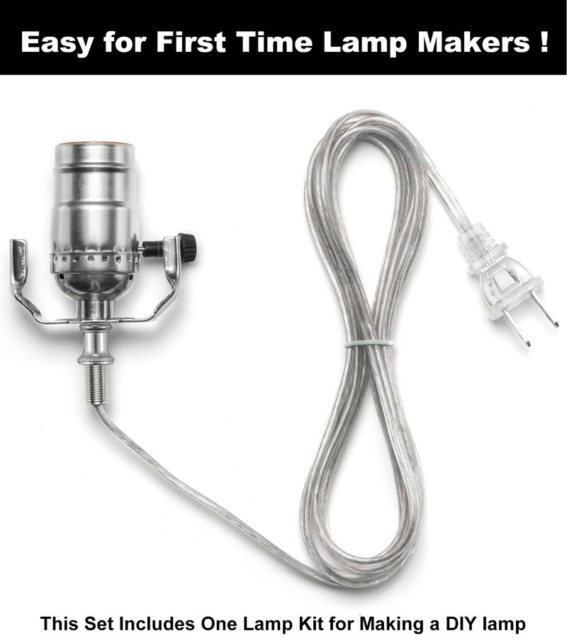 Qc Lamp Kits for Do It Yourself, Lamp Rewire Kit with 3-Way Lamp Socket and Essential Hardware, 12 FT Lamp Cord Replacement, Lamp Repair Kit for Table Lamps, Lamp Wiring Kit, Lamp Parts (Silver) - Image 3