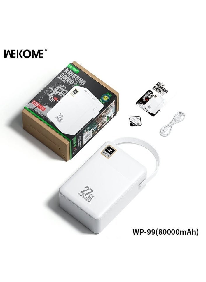 WEKOME WP-99 Power Bank – 80,000mAh Super High Capacity Portable Charger with Dual USB Fast Charging, LED Digital Display, Multi-Device Compatibility, Long-Lasting External Battery Pack - Image 2