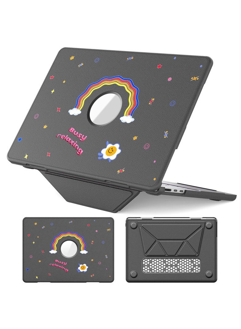 Compatible with MacBook Air 13.6-inch Cooling Case for M2 A2681/M3 A3113/M4 A3240 Leather Stand Magnetic Full-Cover Protective Case Drop-Proof  Scratch-Resistant
