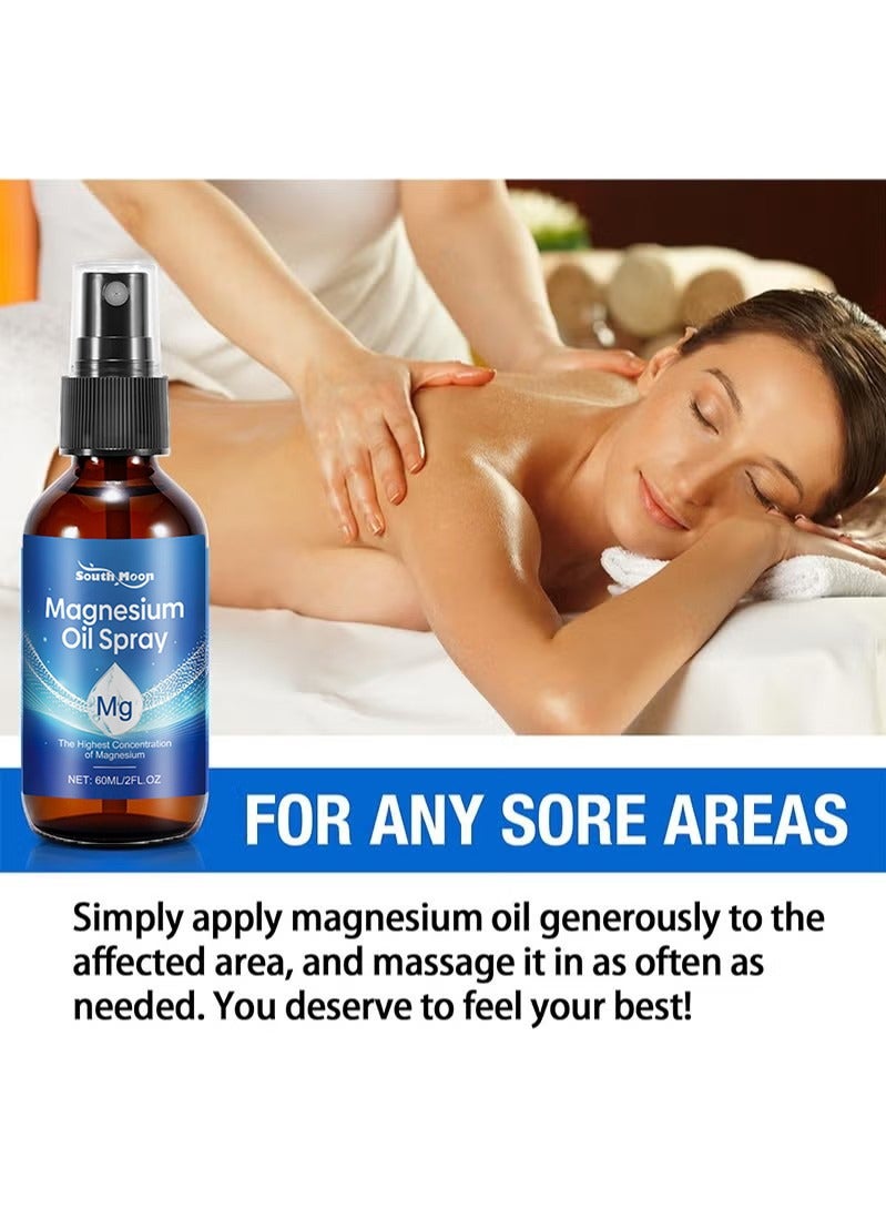 ساوث مون 2 حزمة رذاذ زيت المغنيسيوم جنوب القمر ، يساعد على تخفيف الإجهاد وتعزيز جودة النوم ، يغذي الجلد ، يخفف من آلام العضلات (60 مل + 60 مل) - Image 2