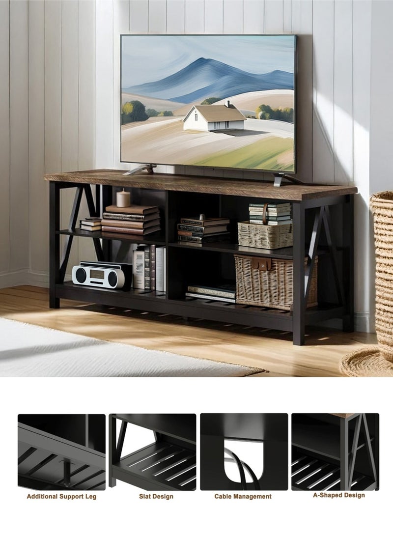 AGD TV Console up to 55 inches with Rustic Design, Center Table with 4 Open Shelves, for Living Room and Bedroom - Image 3