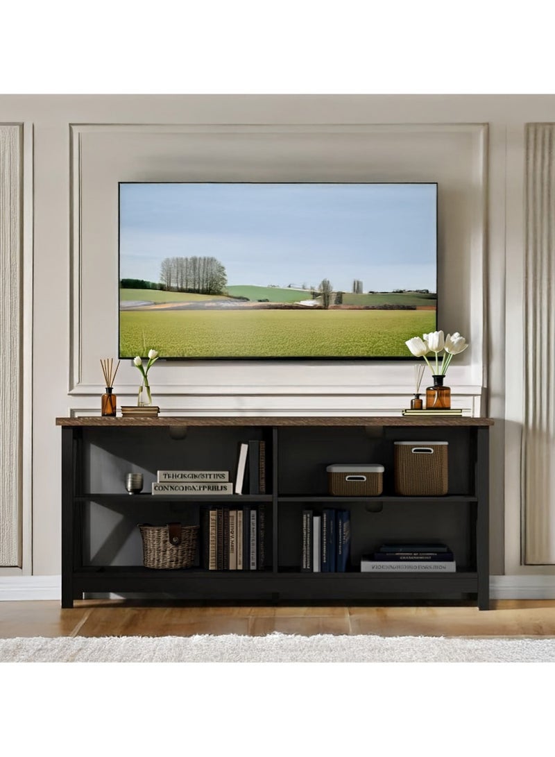 AGD TV Console up to 55 inches with Rustic Design, Center Table with 4 Open Shelves, for Living Room and Bedroom - Image 1