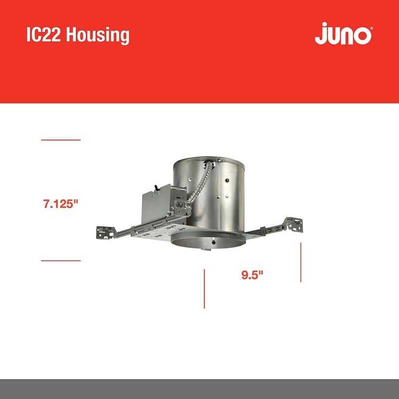 Juno 6 Inch Incandescent Ceiling Light Housing for New Construction, IC Rated Recessed Light, Adjustable Socket Plate, Damp Location UL Listed Can Lighting, Includes Push-in Electrical Connectors - Image 4