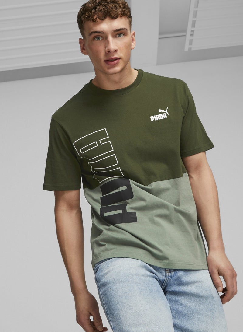 PUMA POWER Mens Green T-shirt - Image 4