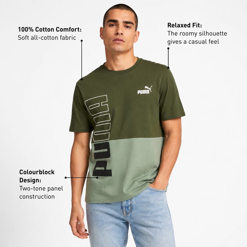 PUMA POWER Mens Green T-shirt - Image 2