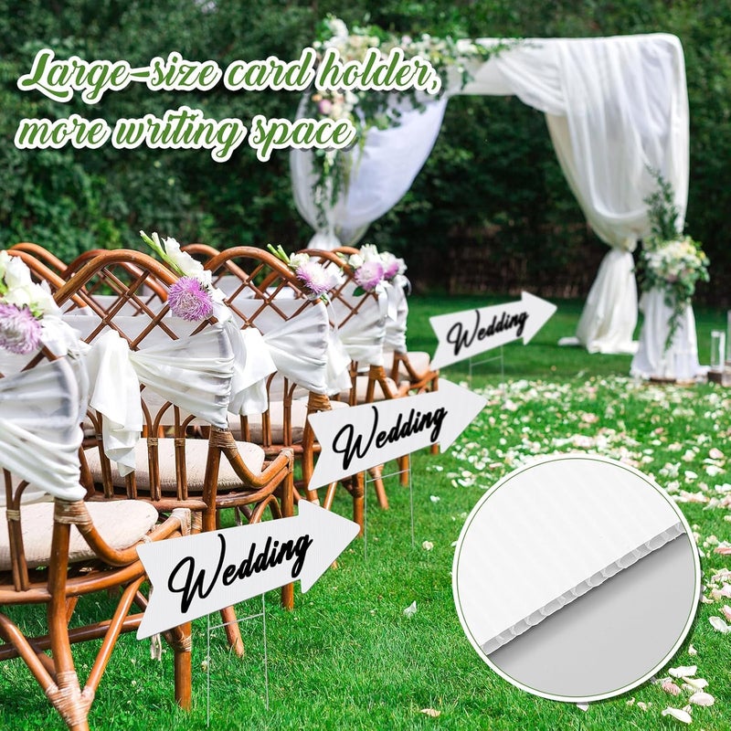 Queekay 15 Pack White Blank Arrow Signs with Stakes 23 x 7 Inches Yard Sales Signs Wedding Directional Signs This Way Yard Sale for Signs Ceremony and Reception Wedding Birthday Party Decorations - Image 4