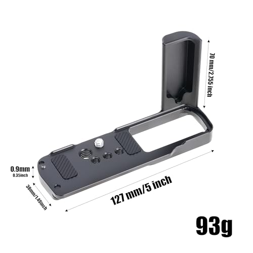 FocusFoto L-Shaped Handle Grip Quick Release Plate for Panasonic Lumix S9 Camera - Aluminum Alloy Handgrip, Built-in Baseplate Compatible with Arca Swiss Tripod Mount (Full Black) - Image 4