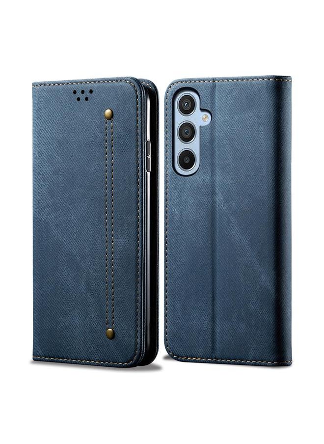 erorex - For Samsung Galaxy A16 5G Denim Texture Casual Style Horizontal Flip Leather Case(Blue) - Image 1