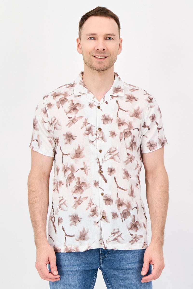 Threadbare Men Regular Fit Floral Print Short Sleeve Casual Shirt, Multicolor - Image 1