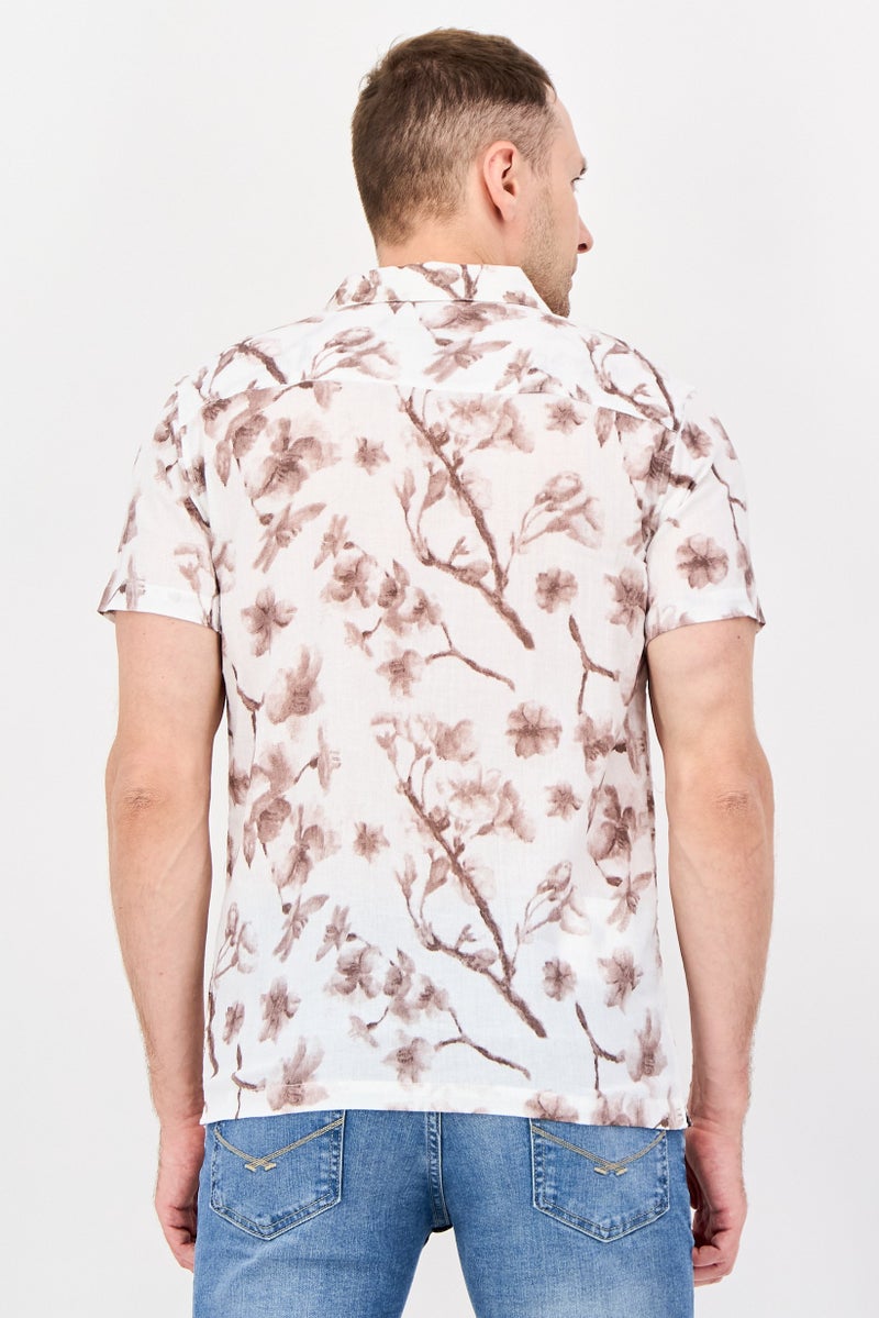 Threadbare Men Regular Fit Floral Print Short Sleeve Casual Shirt, Multicolor - Image 4